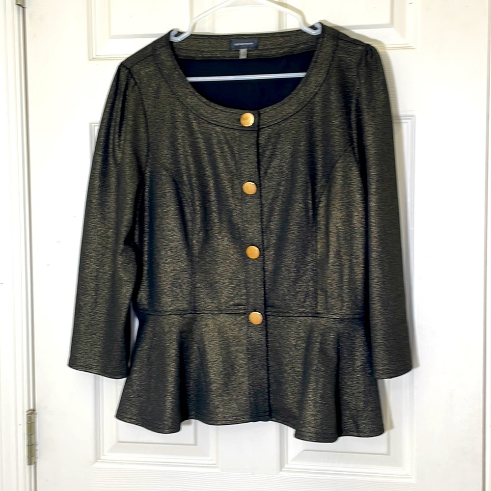 Women’s Black & Copper Shimmer Peplum Top Size XL
